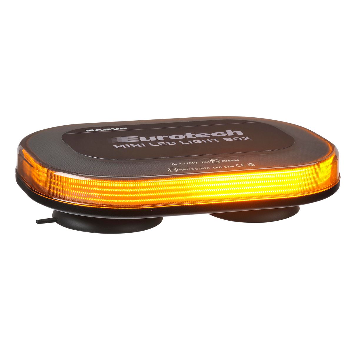 Narva 12/24 Volt 'Eurotech' Mini LED Light Box - Amber - Magnetic Base - Clear Smoked Lense 85012AC-1