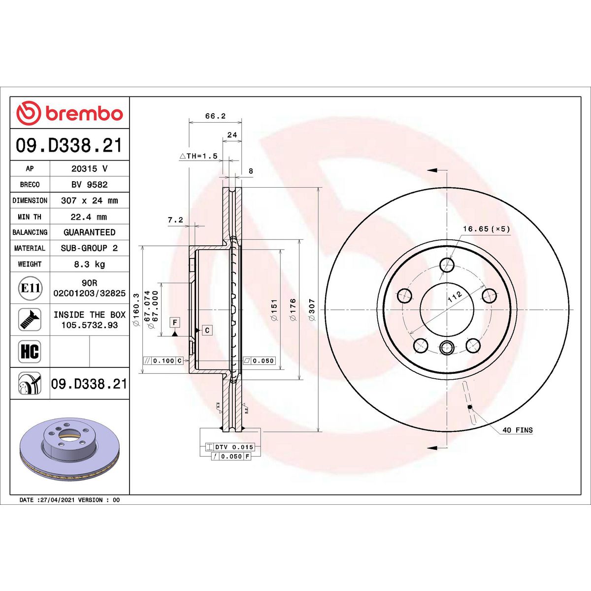 Brembo Brake Disc 09.D338.21