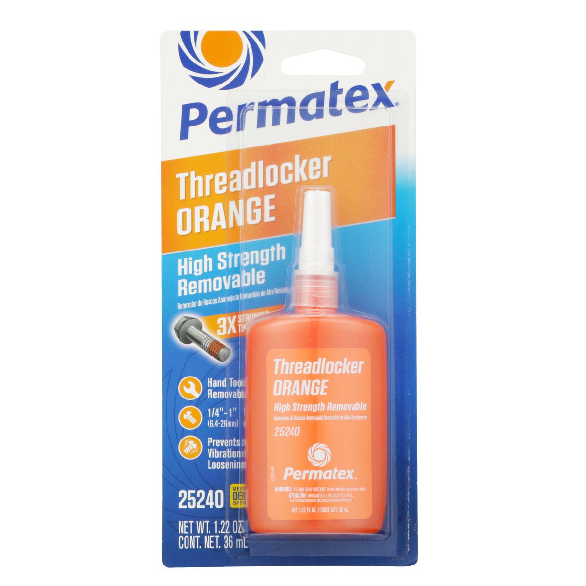 Permatex High Strength Removable Threadlocker Orange 36Ml PX25240