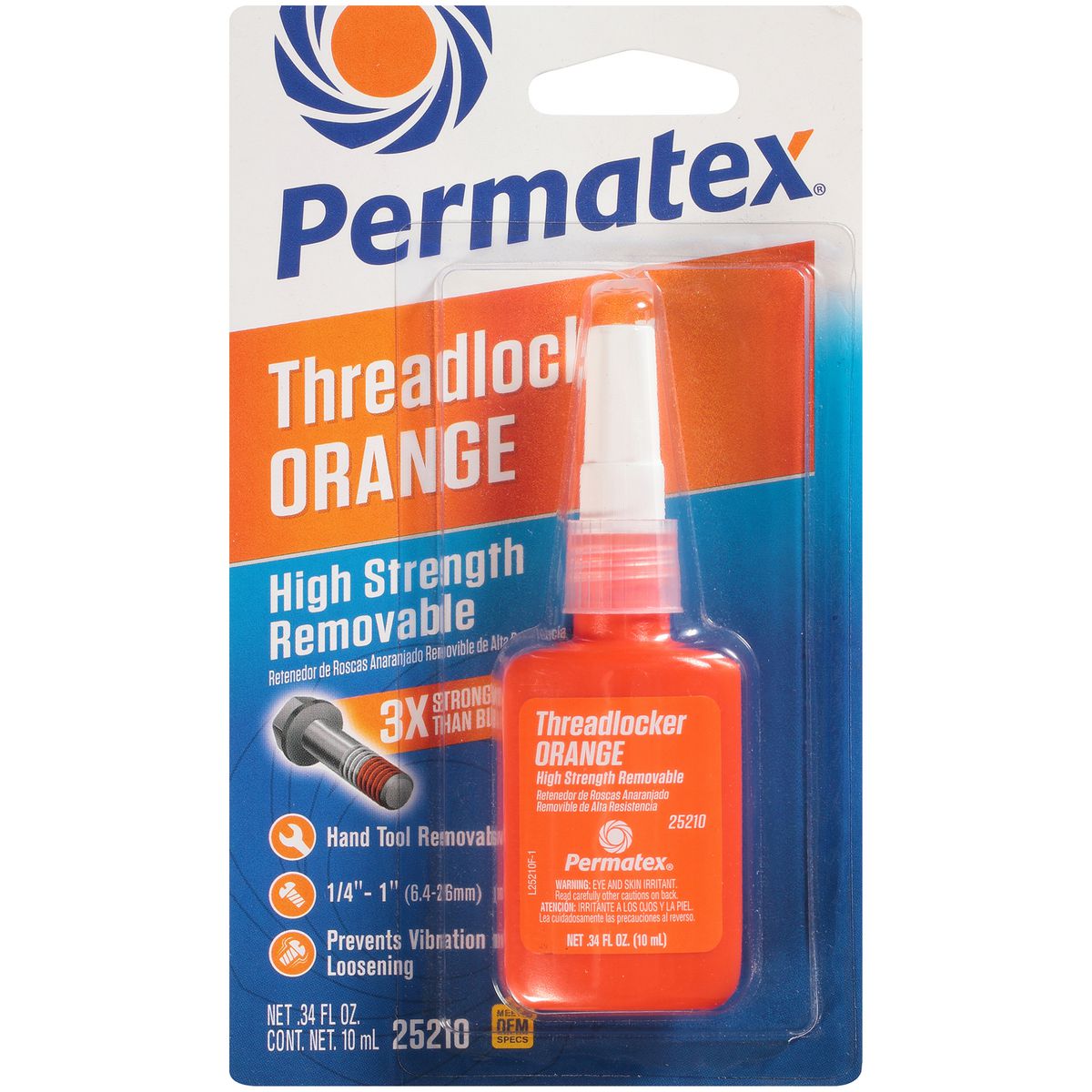 Permatex High Strength Removable Threadlocker Orange 10 Ml PX25210