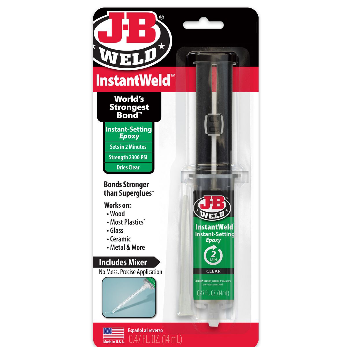 J-B Weld InstantWeld Fastest Clear Epoxy Adhesive 14ml 50111