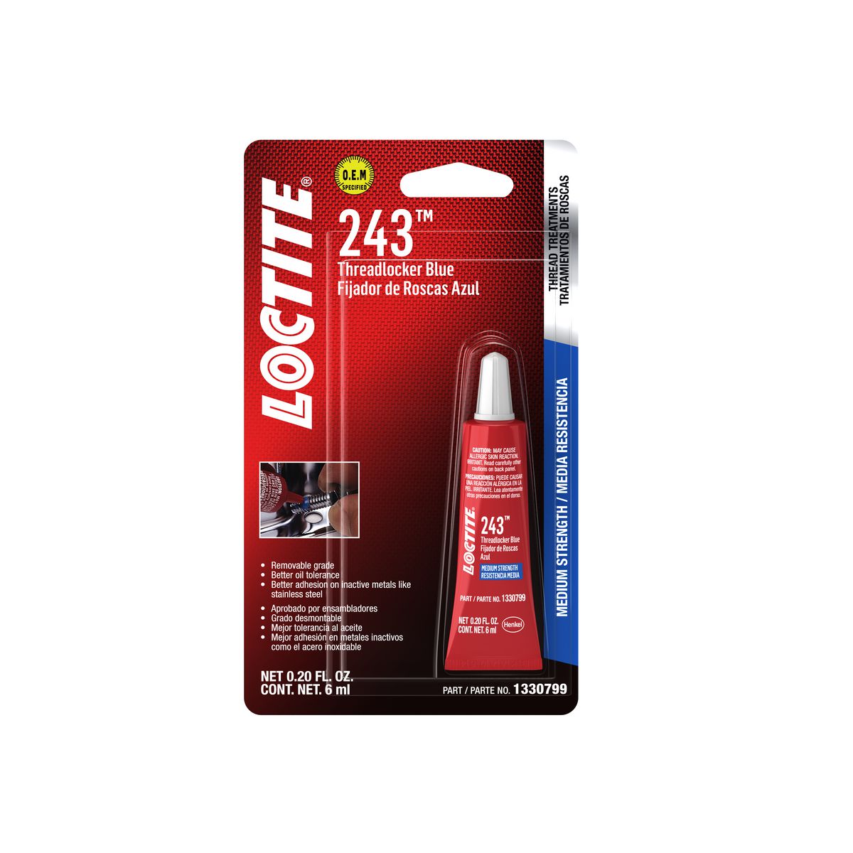Loctite 243 - Threadlocker - Medium Strength - Blue - 6Ml 1330799