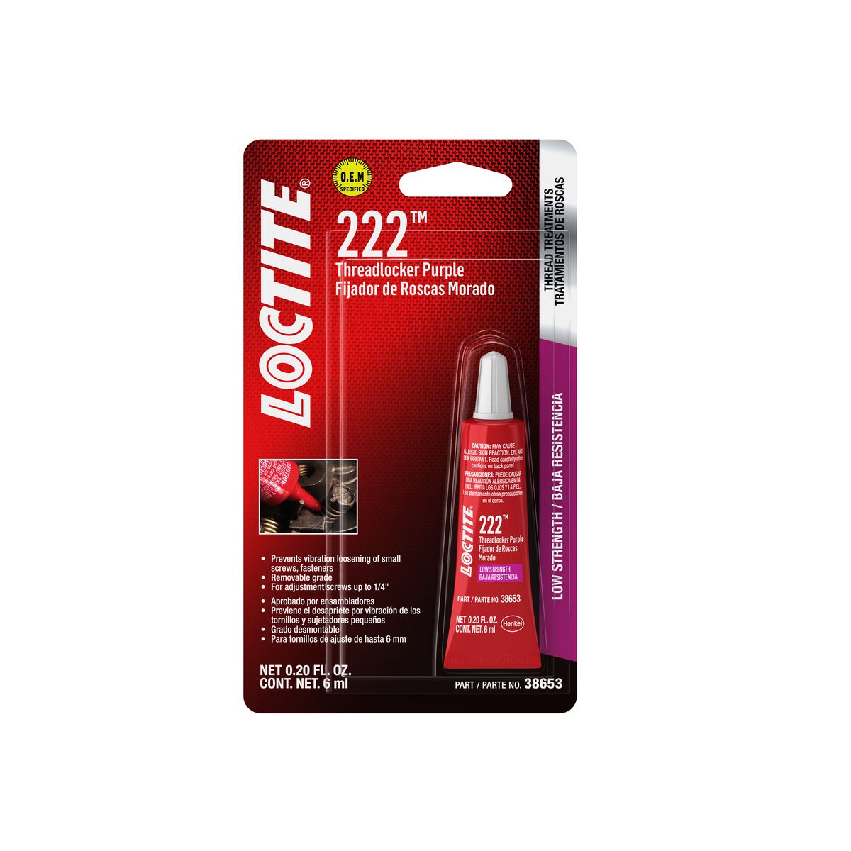 Loctite 222 - Threadlocker - Low Strength - Purple 6Ml 555339