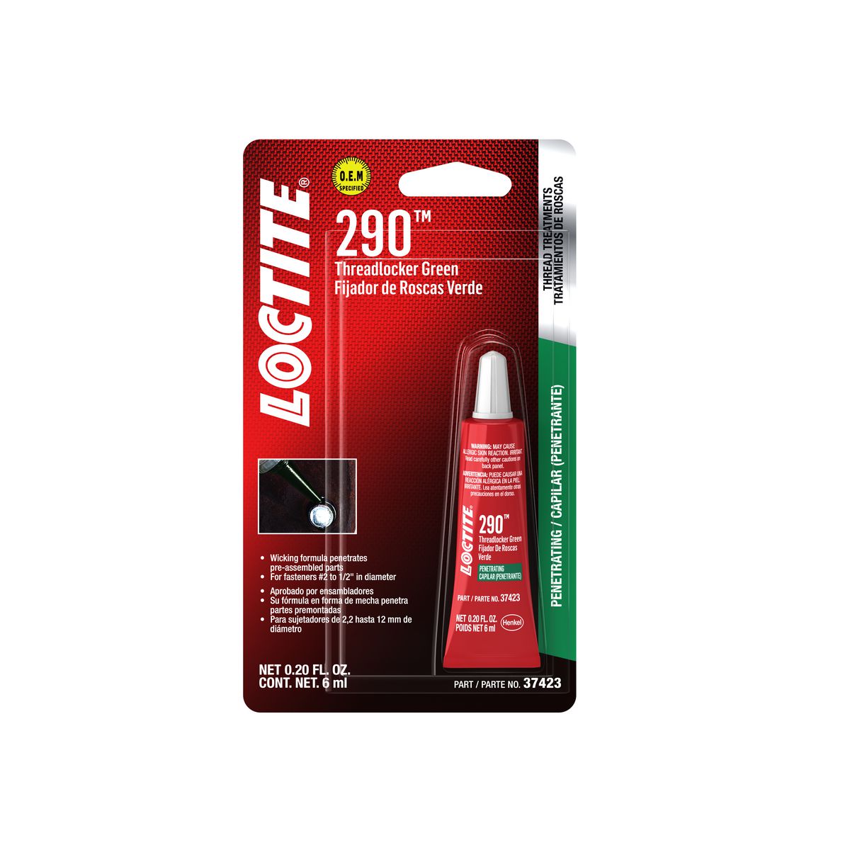 Loctite 290 - Threadlocker - Medium Strength - Green - 6Ml 487234