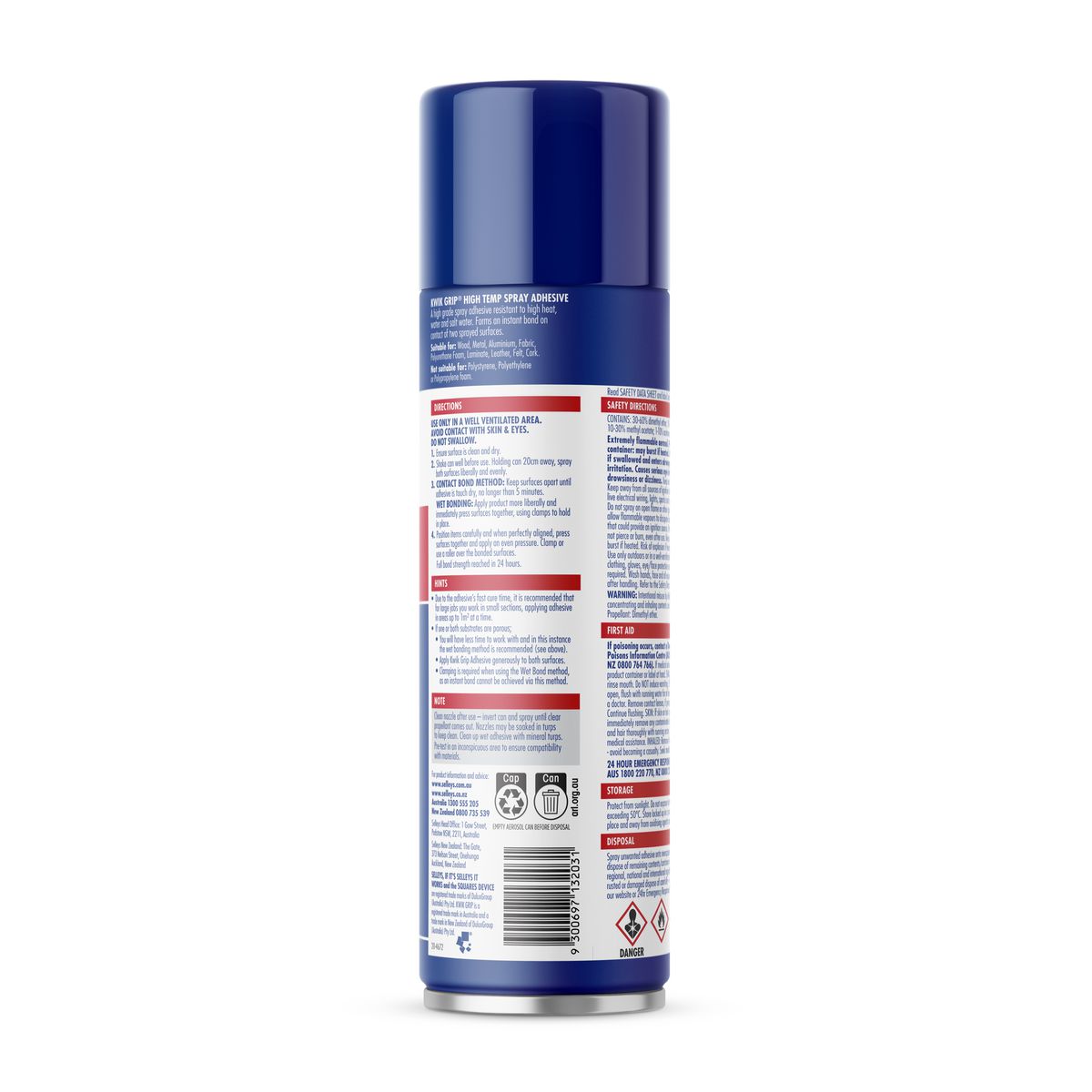 Selleys Kwik Grip High Temp Spray 250Gm 103093