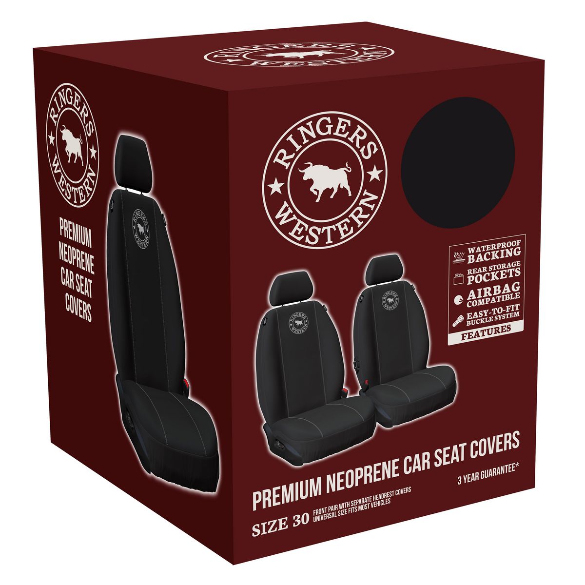 Ringers Western Front Car Seat Covers Neoprene Black - Pair NPRW-BW30