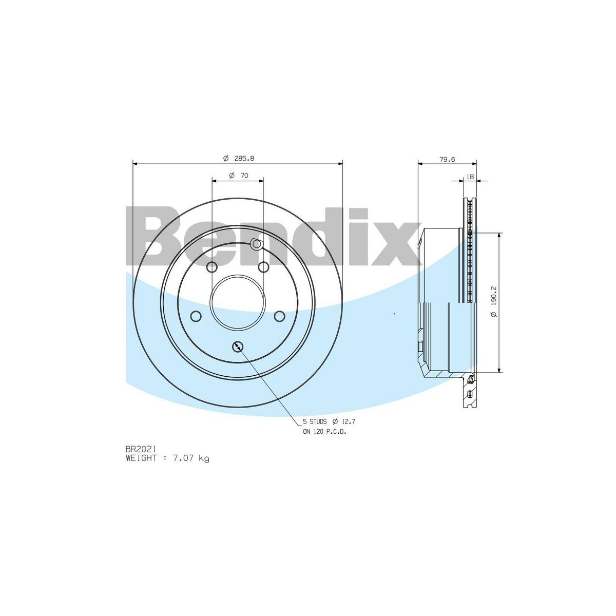 Bendix General CT Brake Rotor Single BR2021 GCT