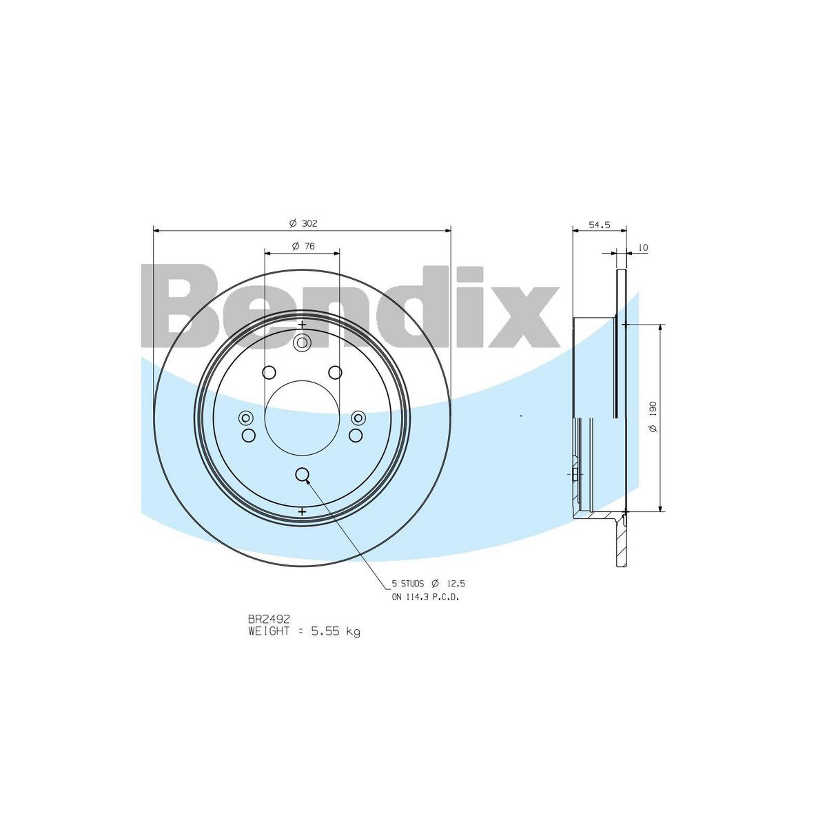 Bendix General CT Brake Rotor Single BR2492 GCT