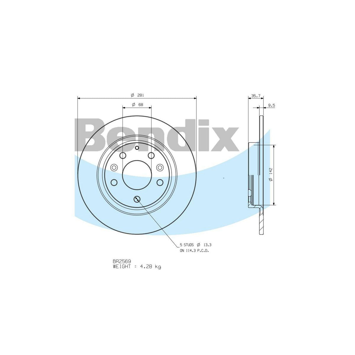 Bendix General CT Brake Rotor Single BR2569 GCT