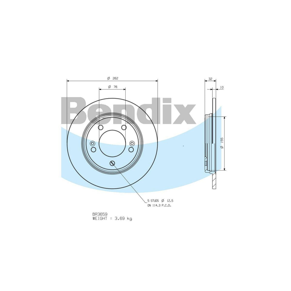 Bendix General CT Brake Rotor Single BR3659 GCT