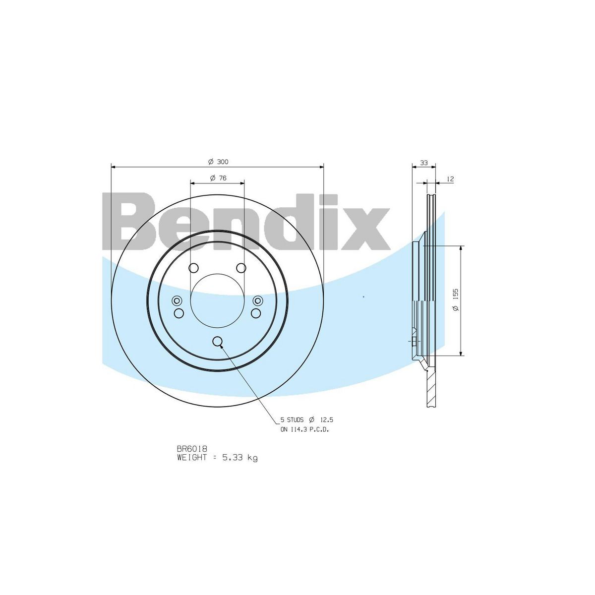 Bendix General CT Brake Rotor Single BR6018 GCT