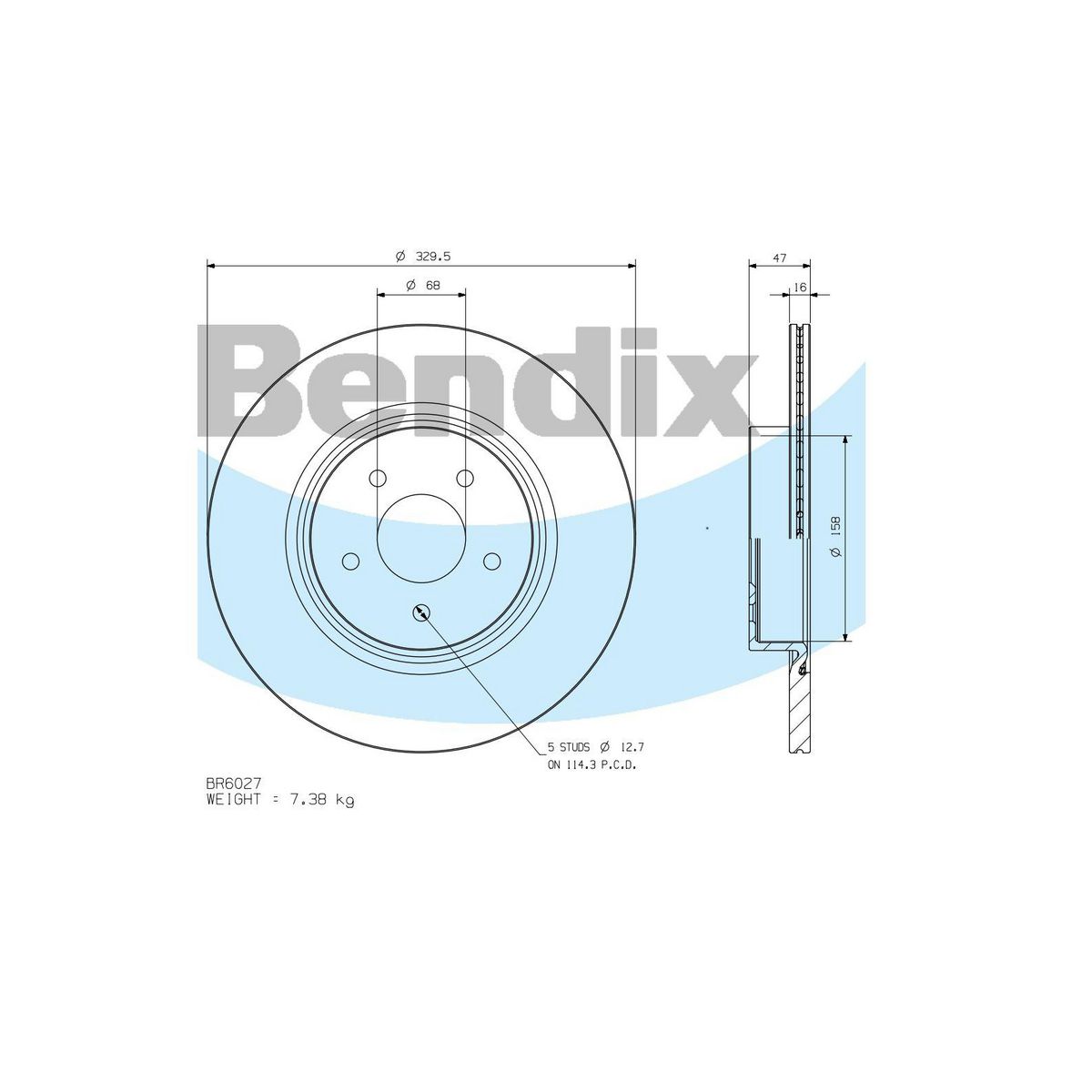 Bendix General CT Brake Rotor Single BR6027 GCT