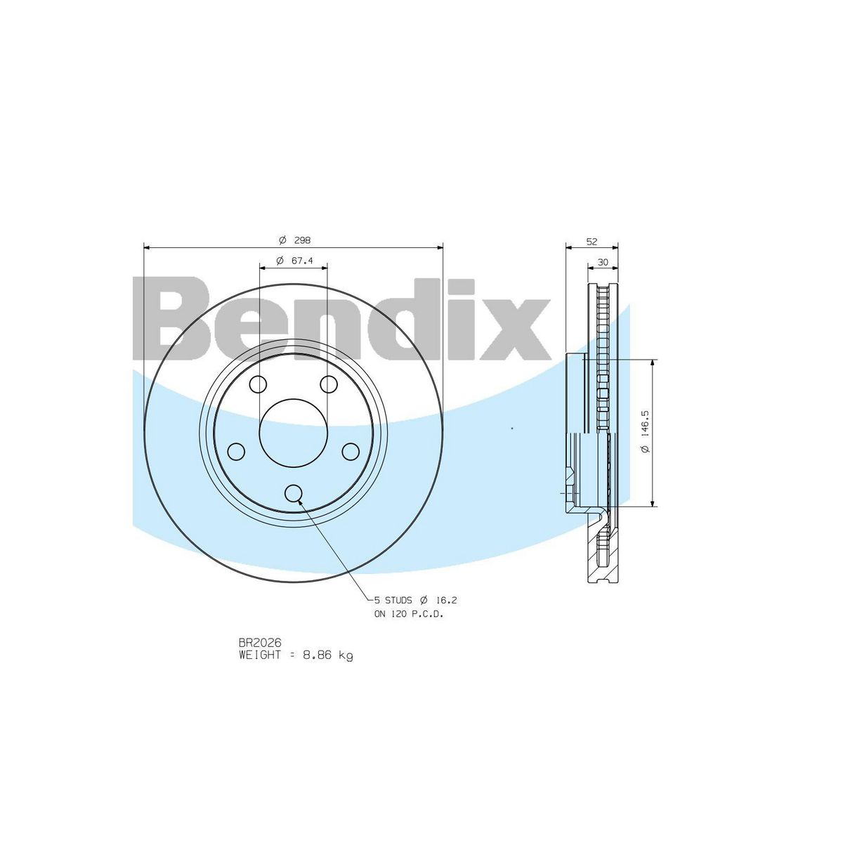 Bendix Ultimate+ Brake Rotor BR2026 ULT+