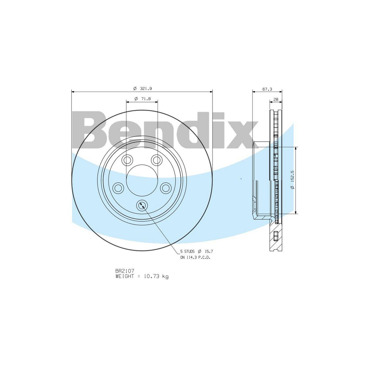 Bendix Ultimate+ Brake Rotor BR2107 ULT+