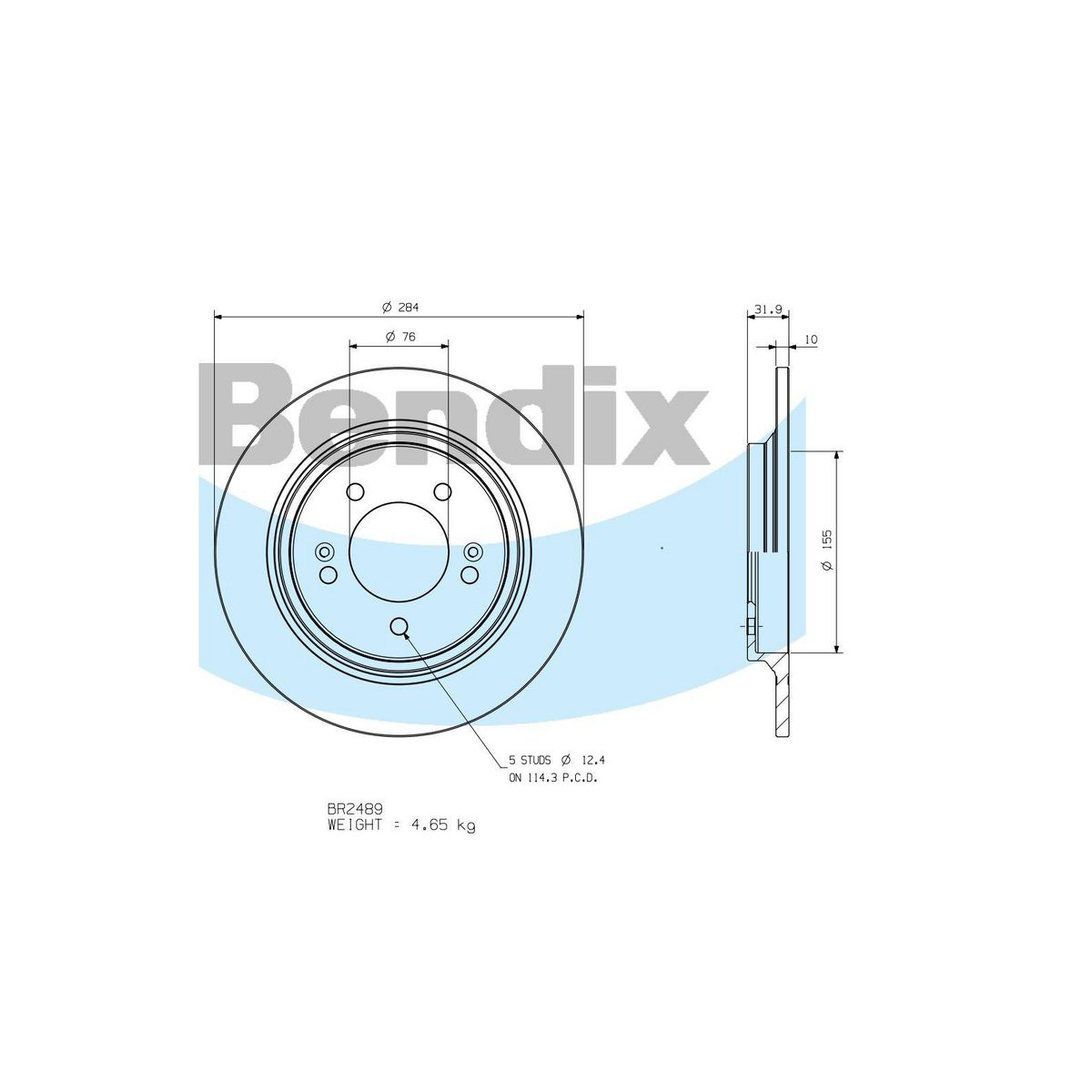 Bendix General CT Brake Rotor Single BR2489 GCT