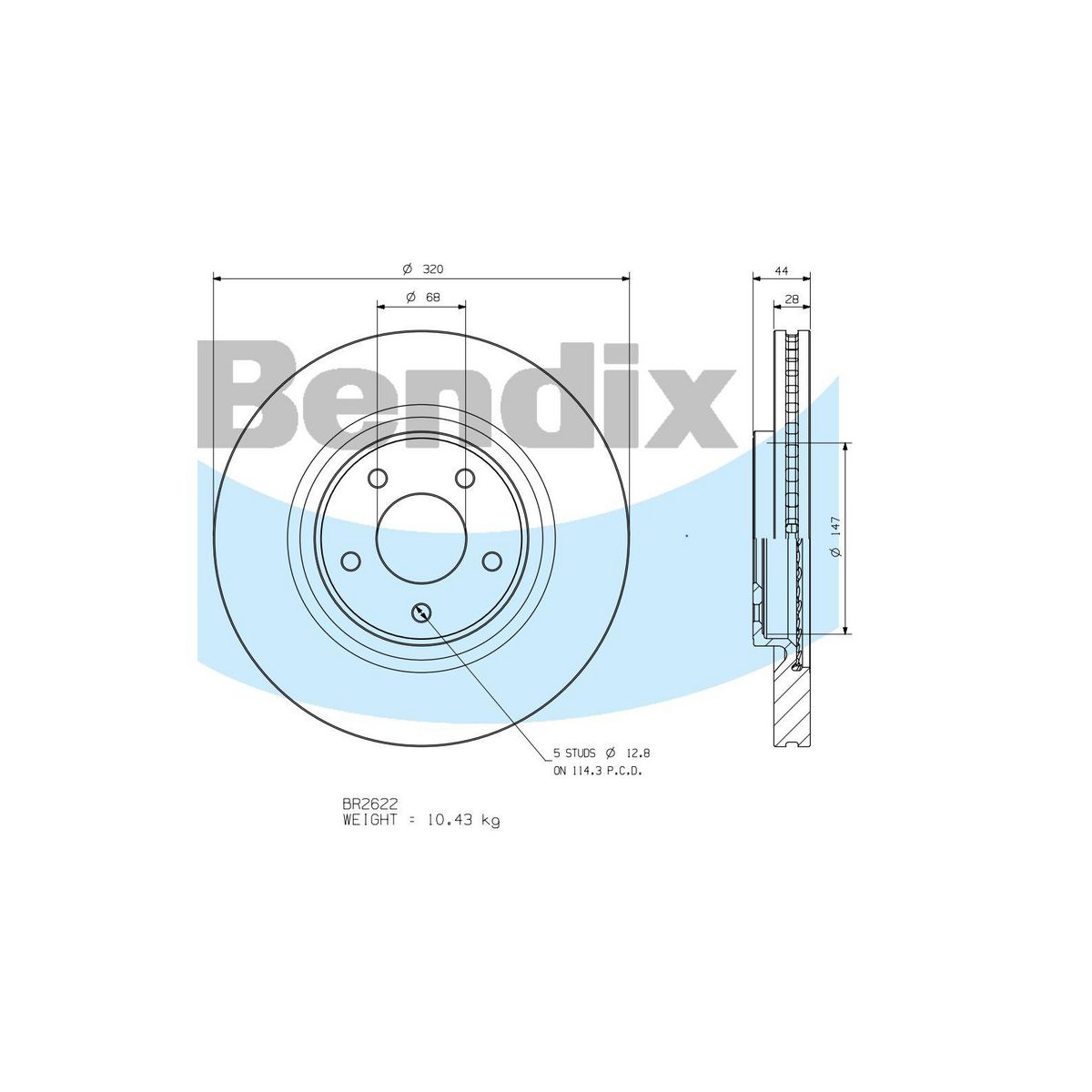 Bendix General CT Brake Rotor Single BR2622 GCT