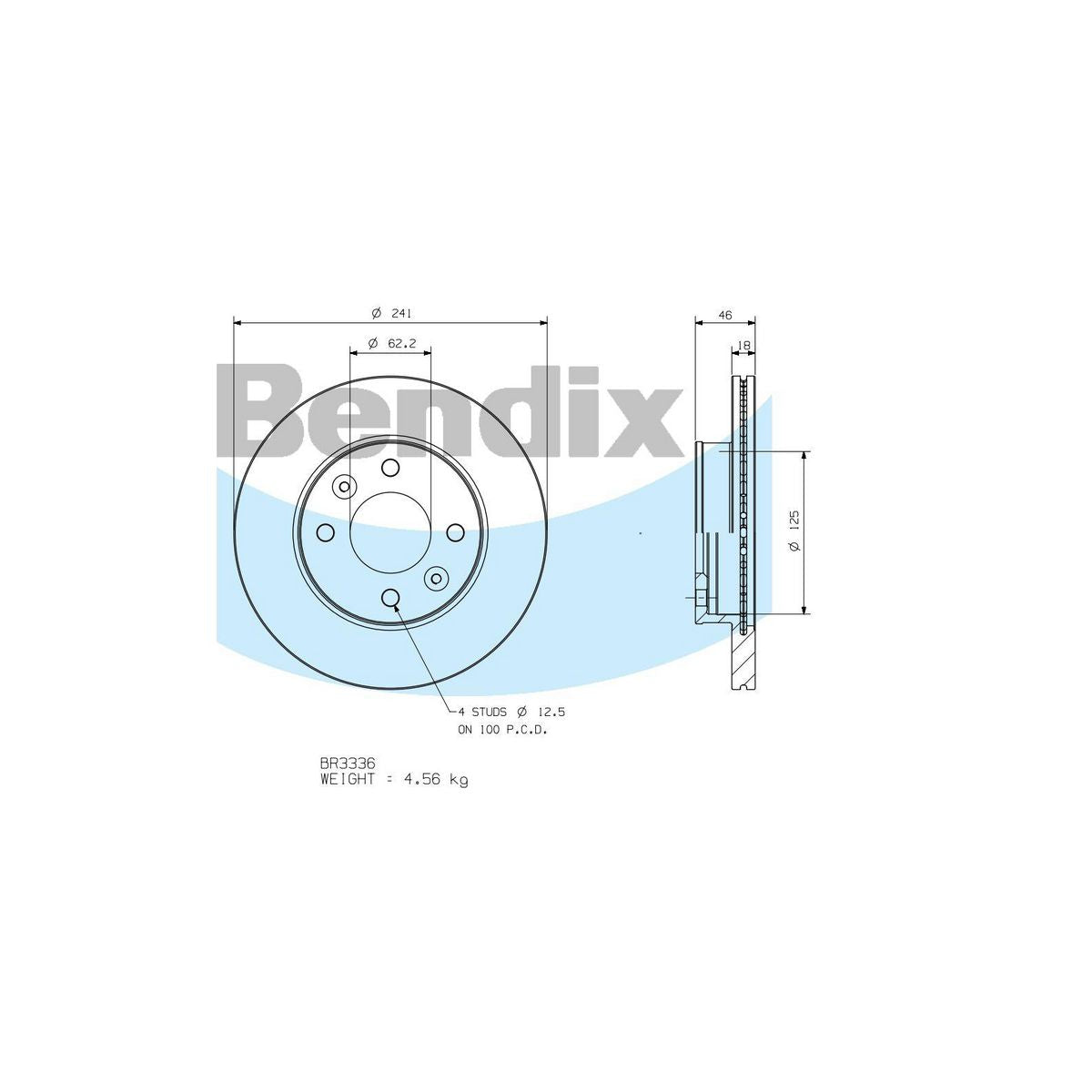Bendix General CT Brake Rotor Single BR3336 GCT