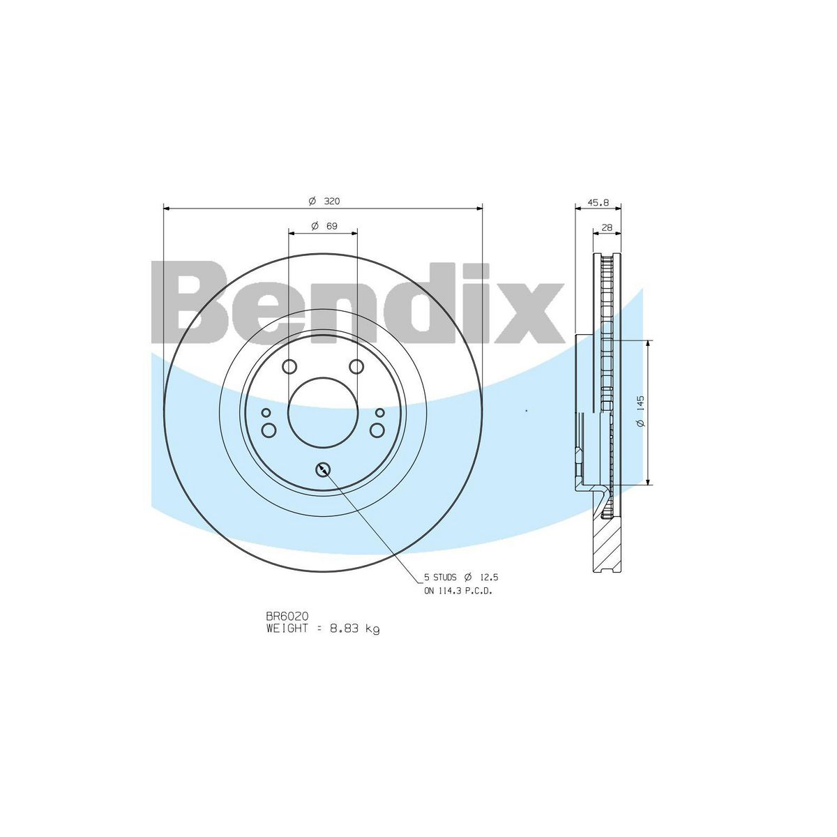 Bendix General CT Brake Rotor Single BR6020 GCT