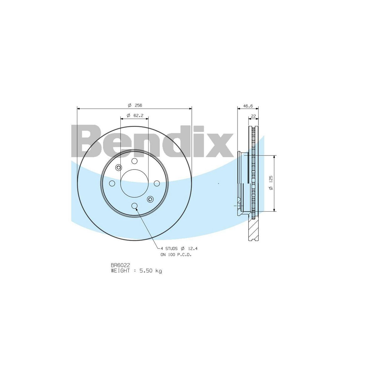 Bendix General CT Brake Rotor Single BR6022 GCT