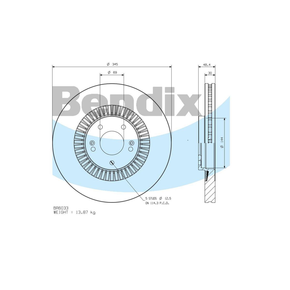 Bendix General CT Brake Rotor Single BR6033 GCT