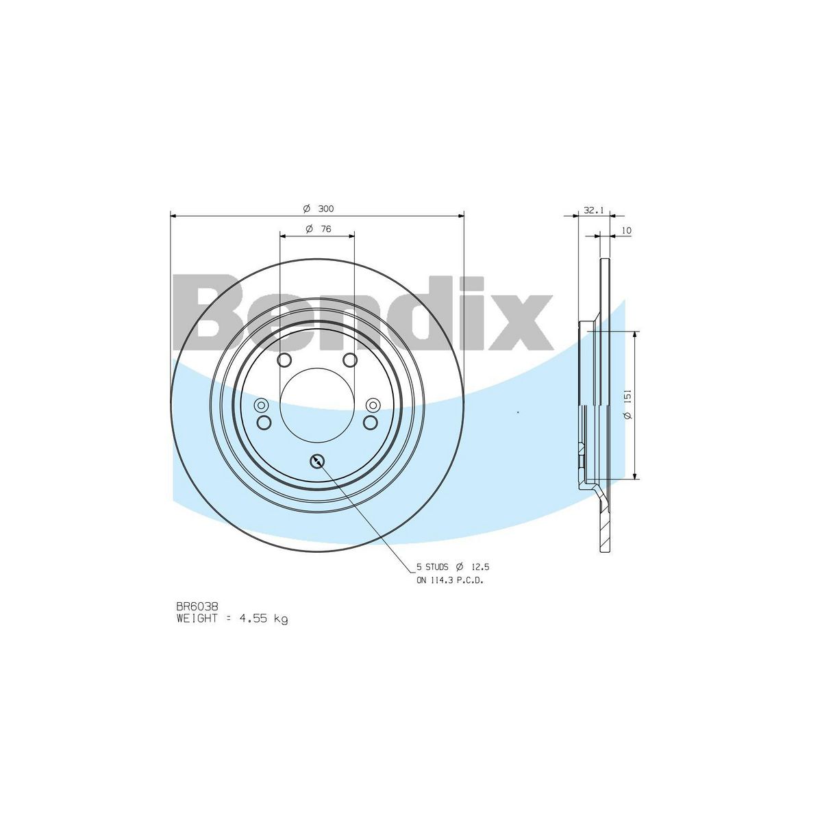 Bendix General CT Brake Rotor Single BR6038 GCT