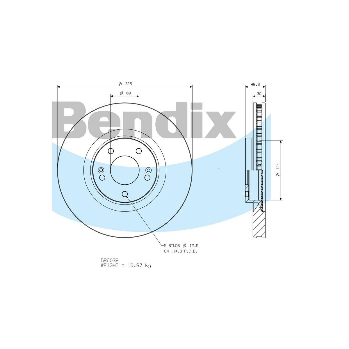 Bendix General CT Brake Rotor Single BR6039 GCT