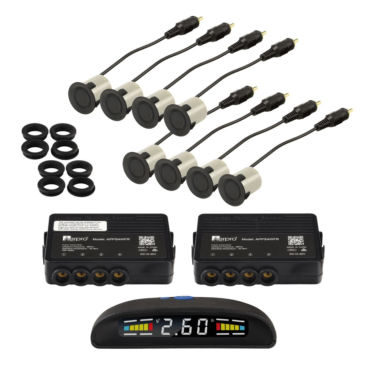 Aerpro Wireless Front And Rear Parking Sensor Kit APPSWFR