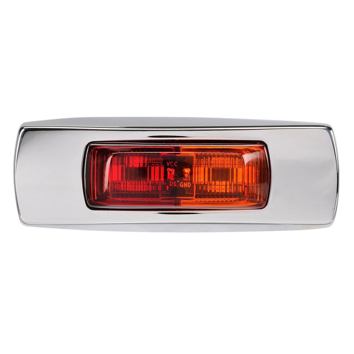 Narva 9-33 Volt Surface Mount LED Side marker lamp(red/amber) with Chrome cover and 0.5m cable 96802