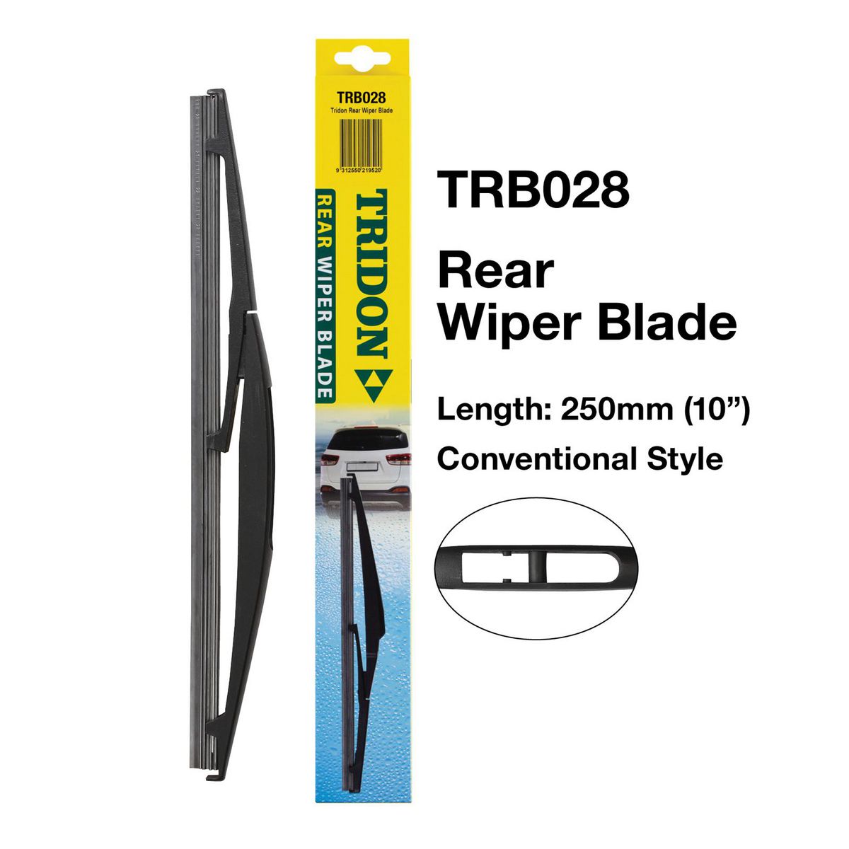 Tridon Hook Style Conventional Rear Wiper Blade 250mm (10In) TRB028