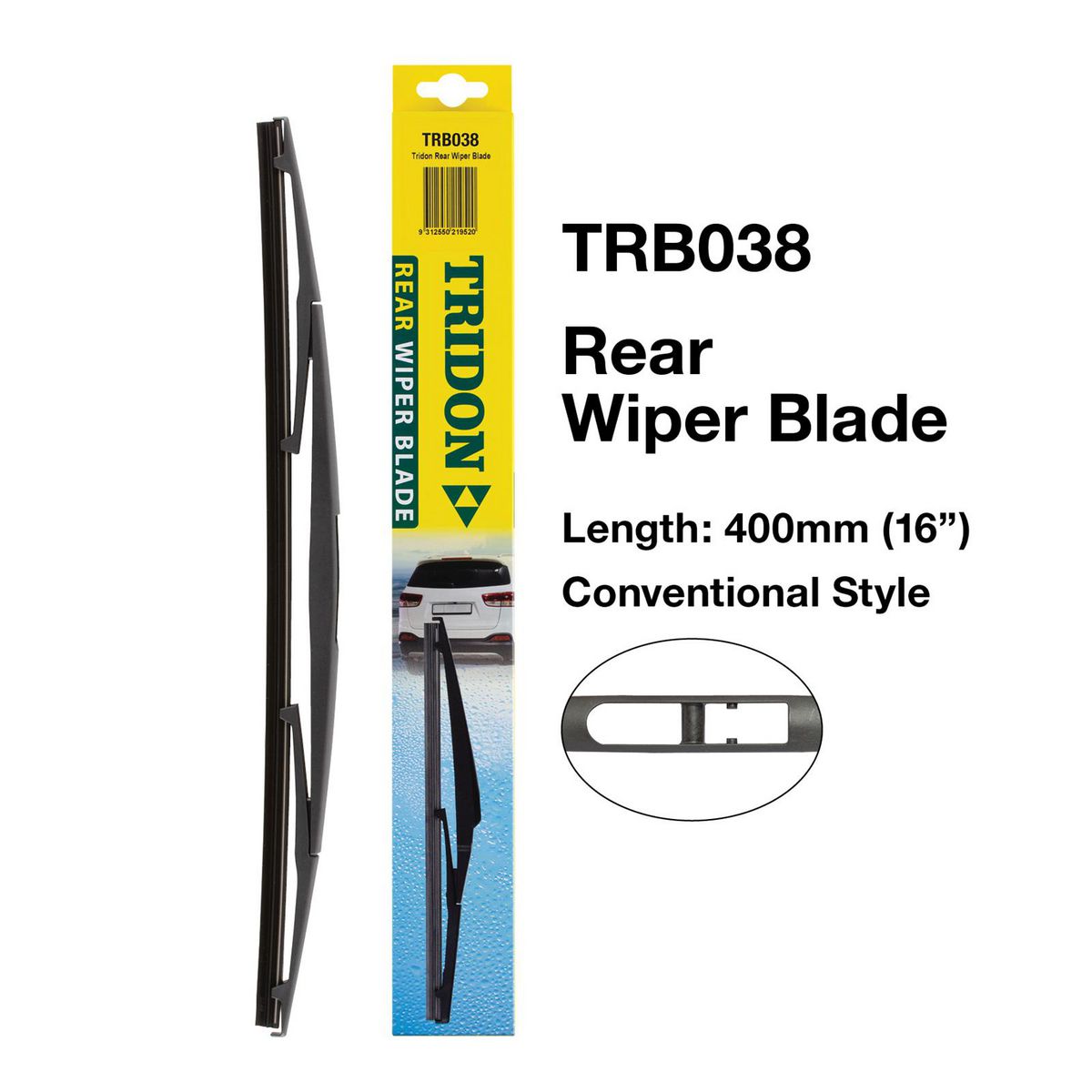 Tridon Hook Style Conventional Rear Wiper Blade 400mm (16In) TRB038