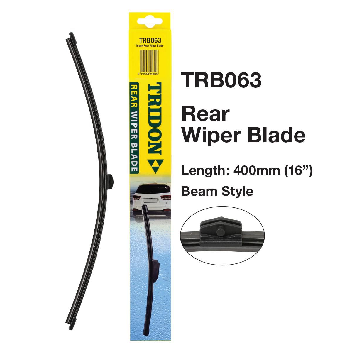 Tridon Hook Style Beam Blade Rear Wiper 400mm (16In) TRB063