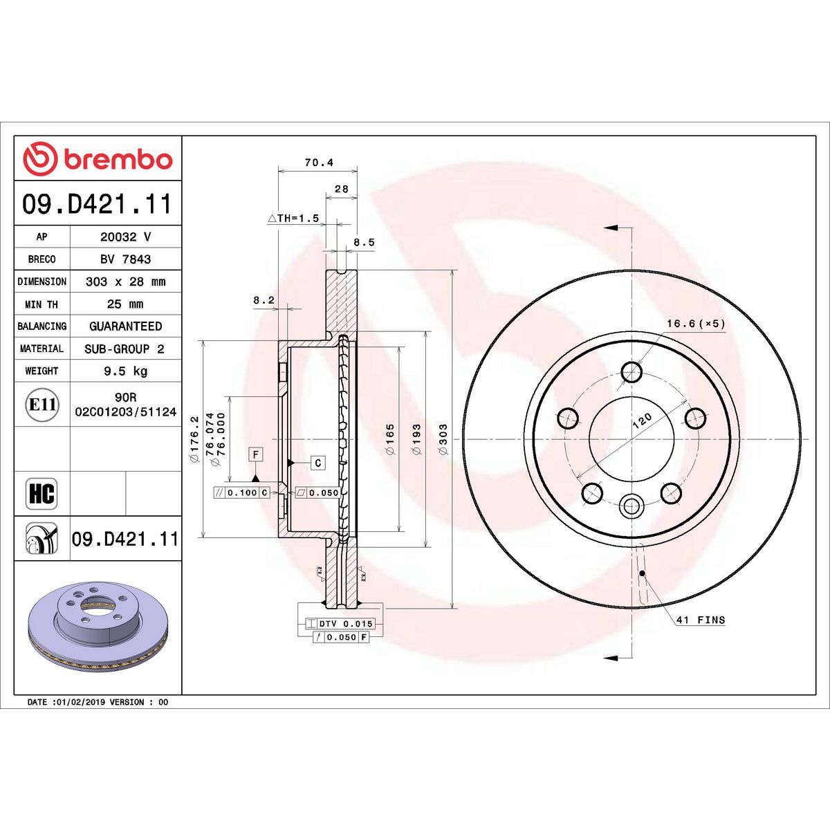 Brembo Brake Disc 09.D421.11