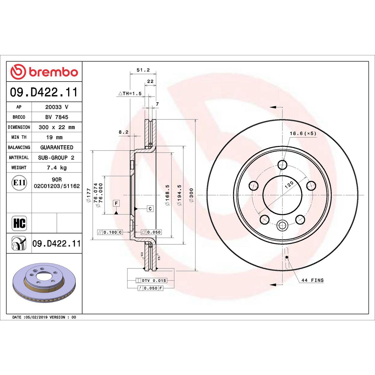 Brembo Brake Disc 09.D422.11