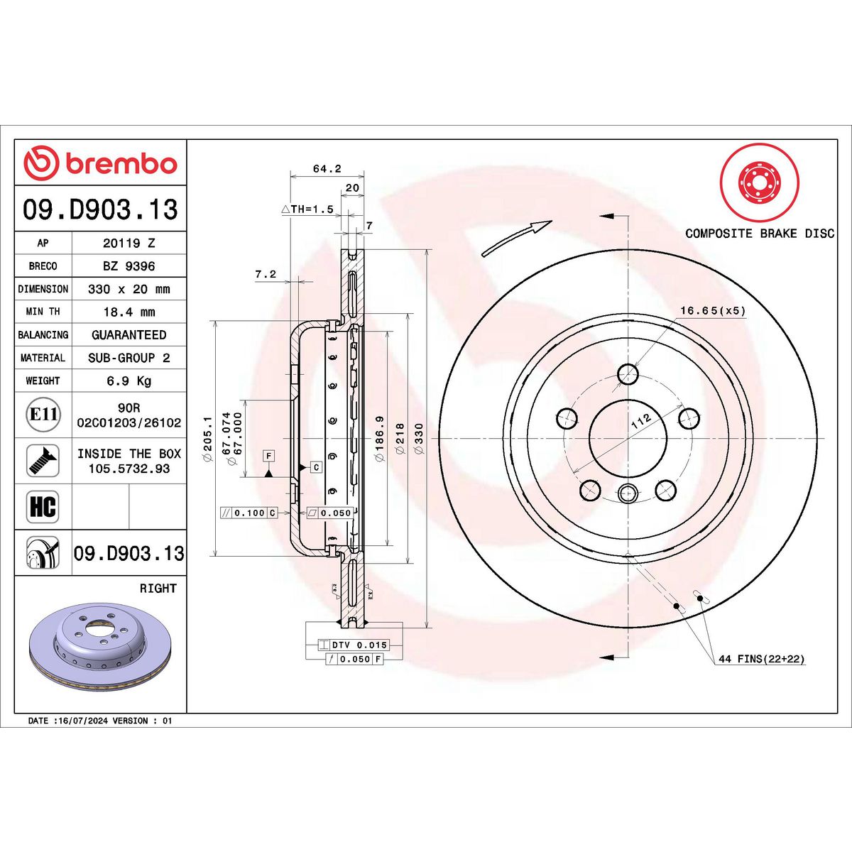 Brembo Brake Disc 09.D903.13