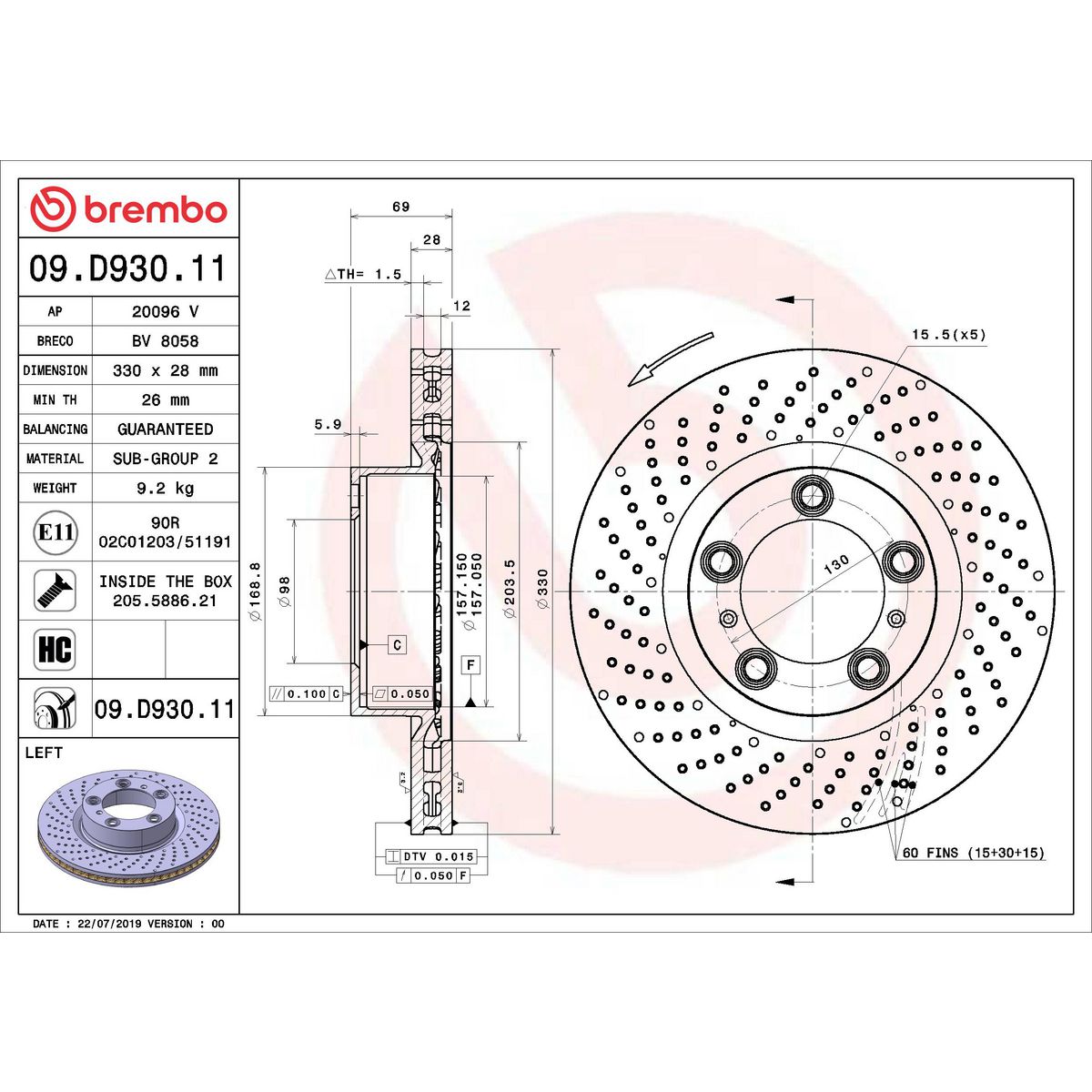Brembo Brake Disc 09.D930.11