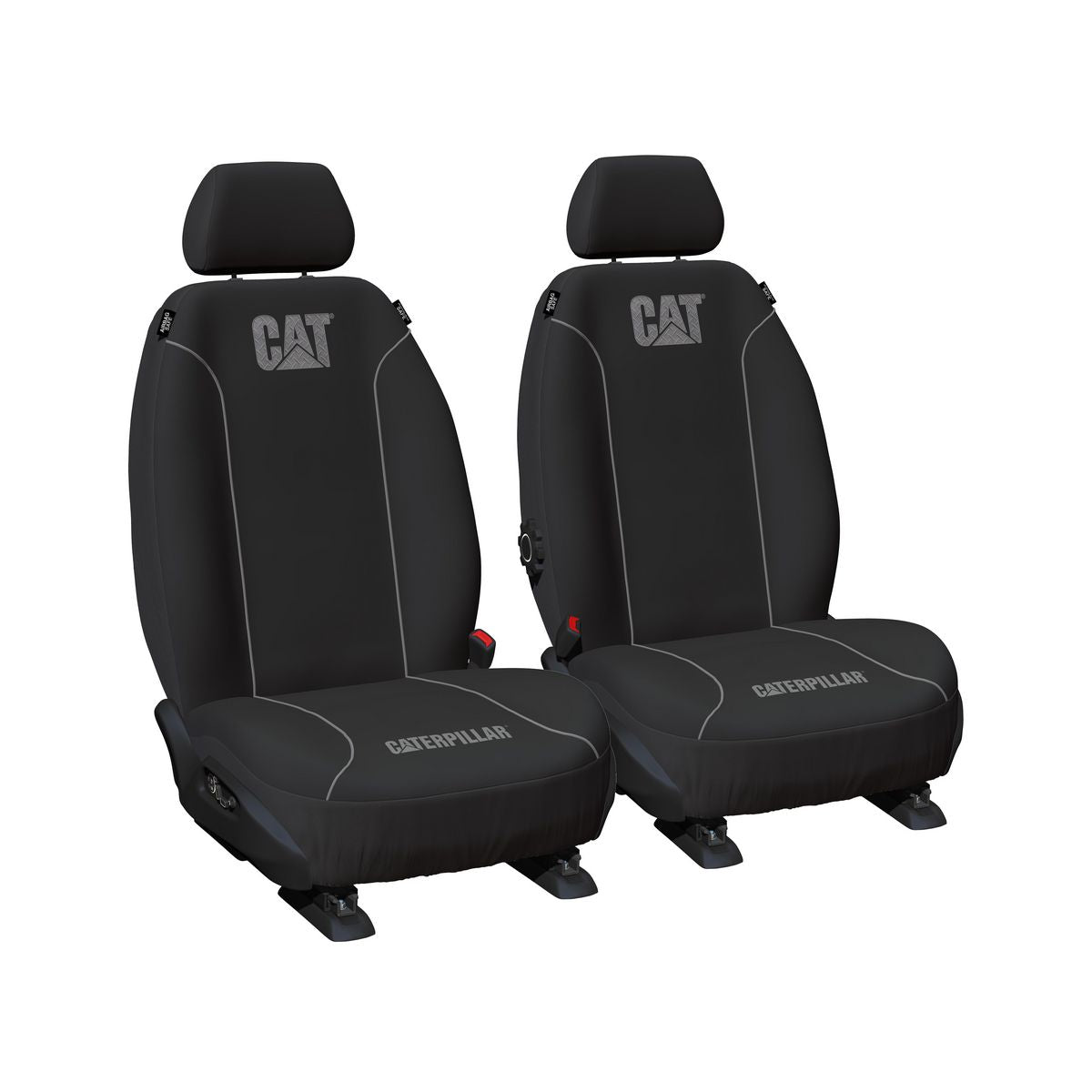 Caterpillar Front Car Seat Covers Poly Canvas, Checkerplate - Pair PCCATBX-CHP30
