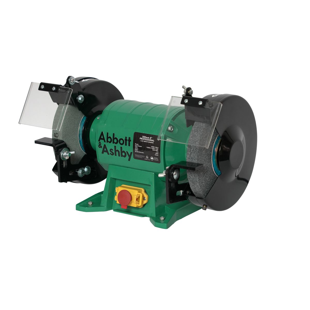 Abbott & Ashby 1100W 200mm (8in) Professional Bench Grinder with NVR Switch ATBG1100/8