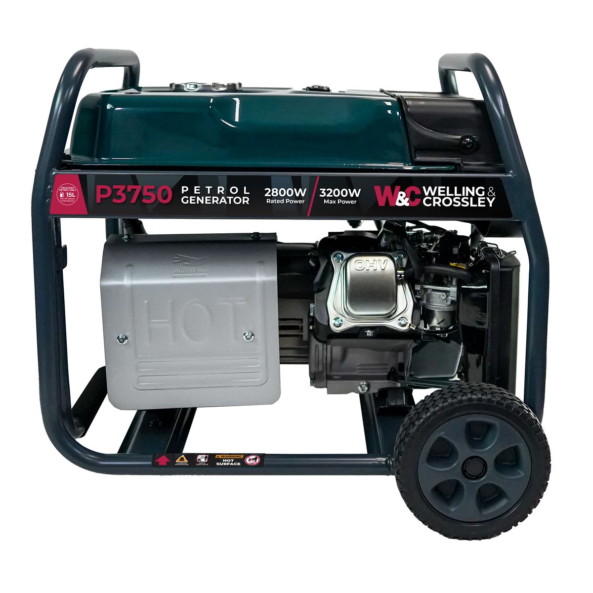 Welling & Crossley 3.75 kVA (3200W) Open Frame AVR Petrol Generator with E-Start WC-P3750