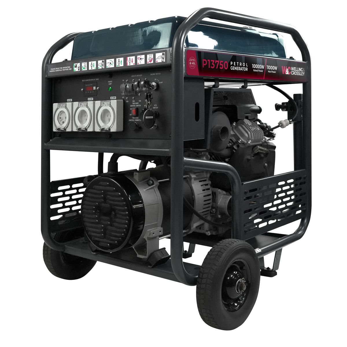 Welling & Crossley 13.75 kVA (11000W) Open Frame AVR Petrol Generator with E-Start WC-P13750