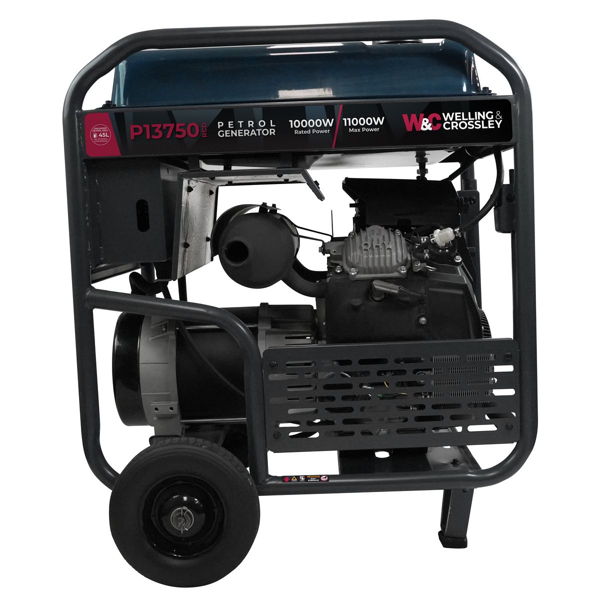 Welling & Crossley 13.75 kVA (11000W) Open Frame AVR Petrol Generator E-Start & RCD WC-P13750RCD