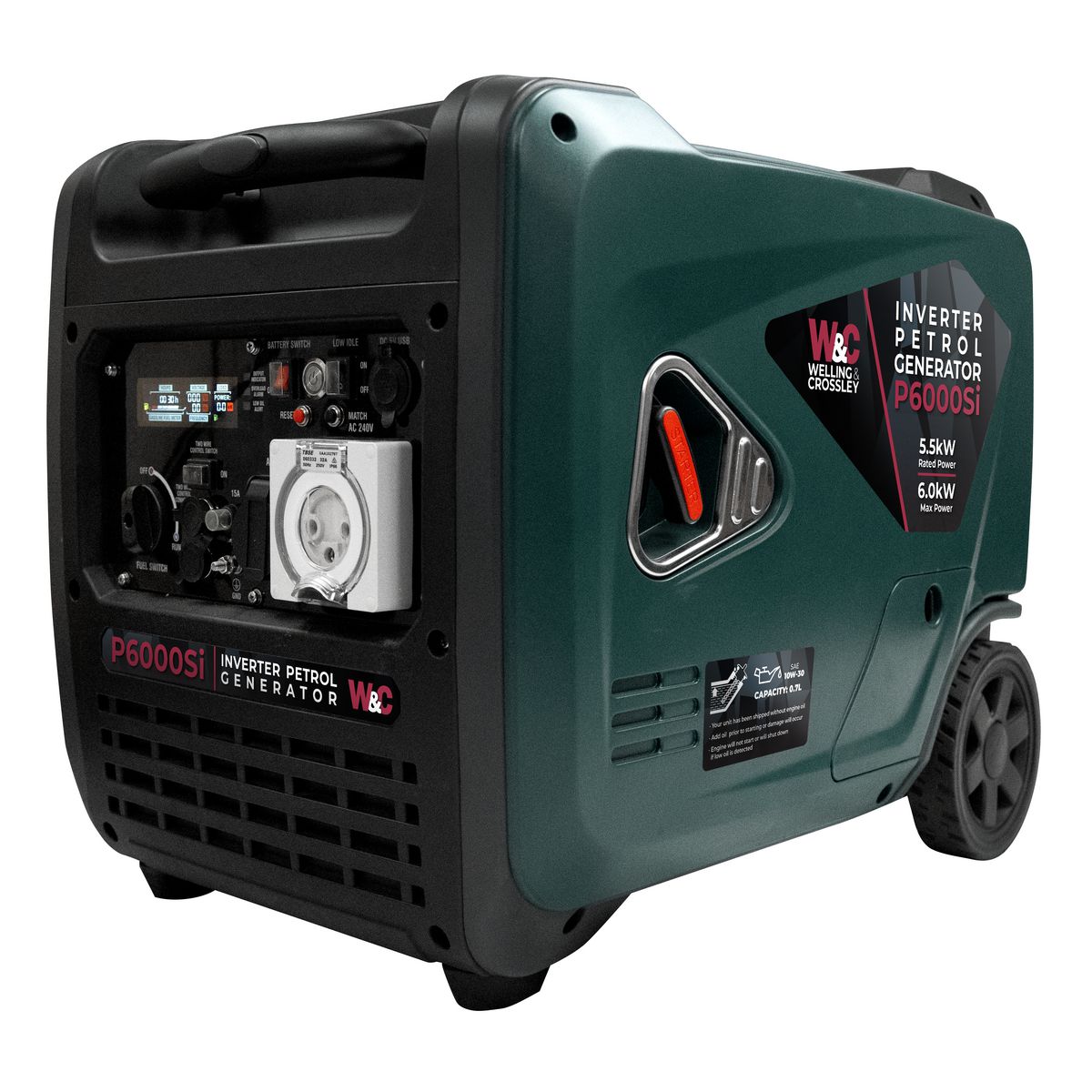 Welling & Crossley 6000W Smart Silent Inverter Petrol Generator with E-Start WC-P6000SI