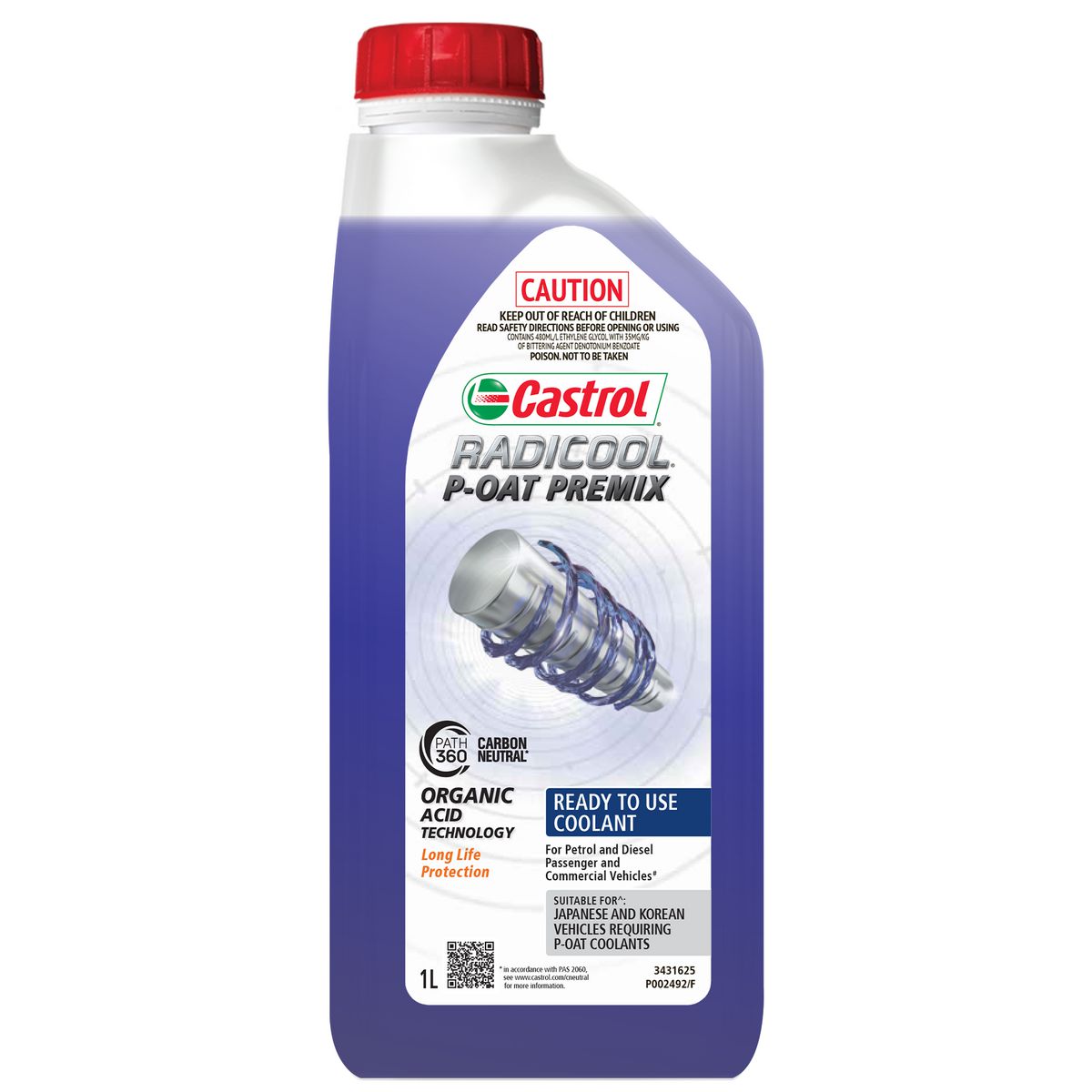 Castrol RADICOOL P-Oat Purple Premix Engine Coolant 1L 3421625