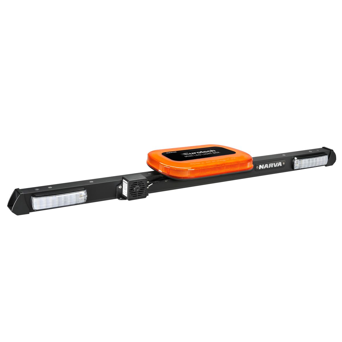 Narva 12V LED, 'Eurotech', Low Profile, Rotating Strobe Utility Bar with forward facing indicators with front position and reverse alarm 85094AF
