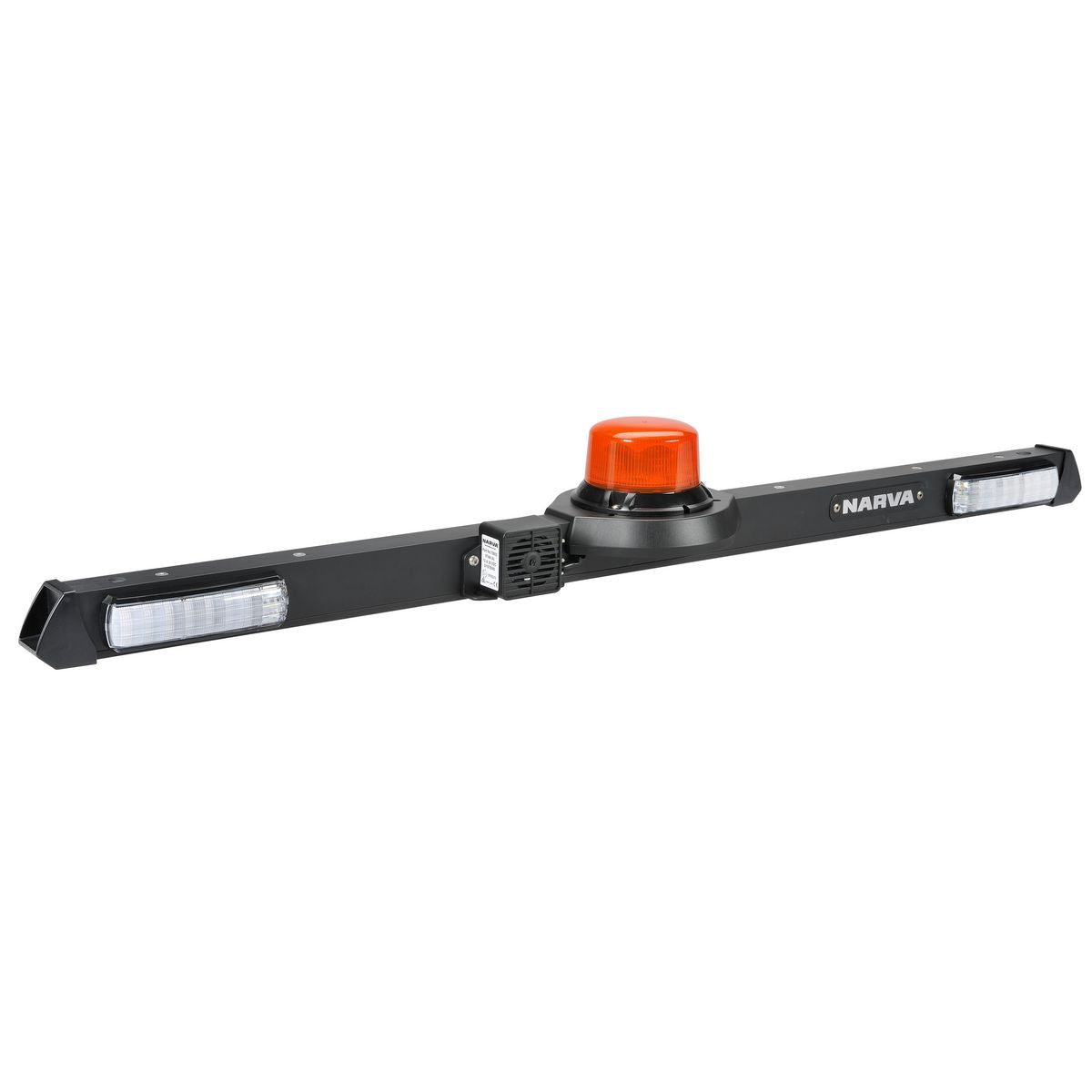 Narva 12V LED, 'Eurotech II', Rotating Strobe Utility Bar with forward facing indicators with front position and 97dB Squawk alarm 85071BF