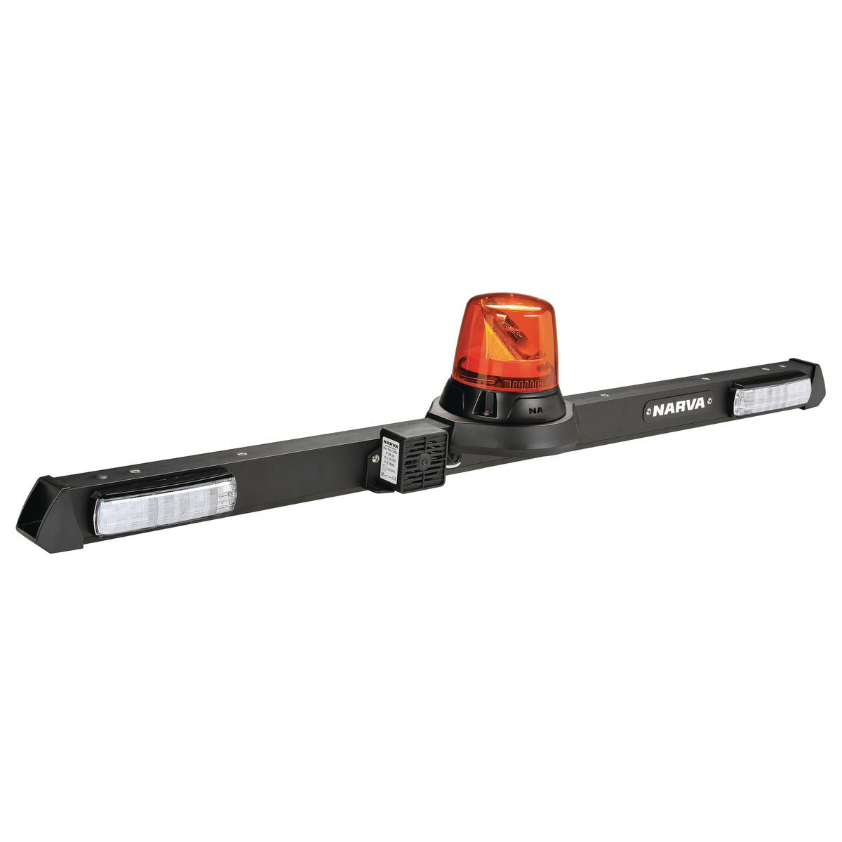 Narva 12V LED, 'Optimax',  Rotating Utility Bar - 1.2M - with forward facing indicators with front posotion and 97dB Squawk alarm 85070BF-LED