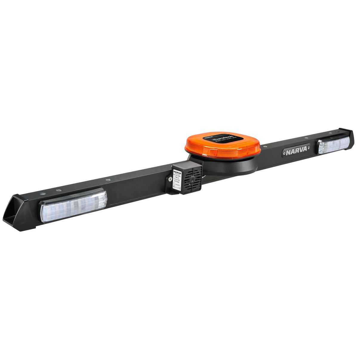 Narva 12V LED, 'Eurotech II',  Strobe Utility Bar - 1.2M - with forward facing indicators with front posotion and 97dB Squawk alarm 85095BF
