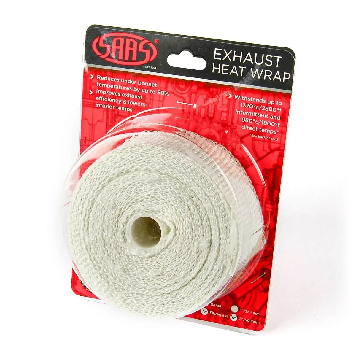 SAAS Exhaust Wrap Fibreglass 50mm (2in) X 10m SHWF5010