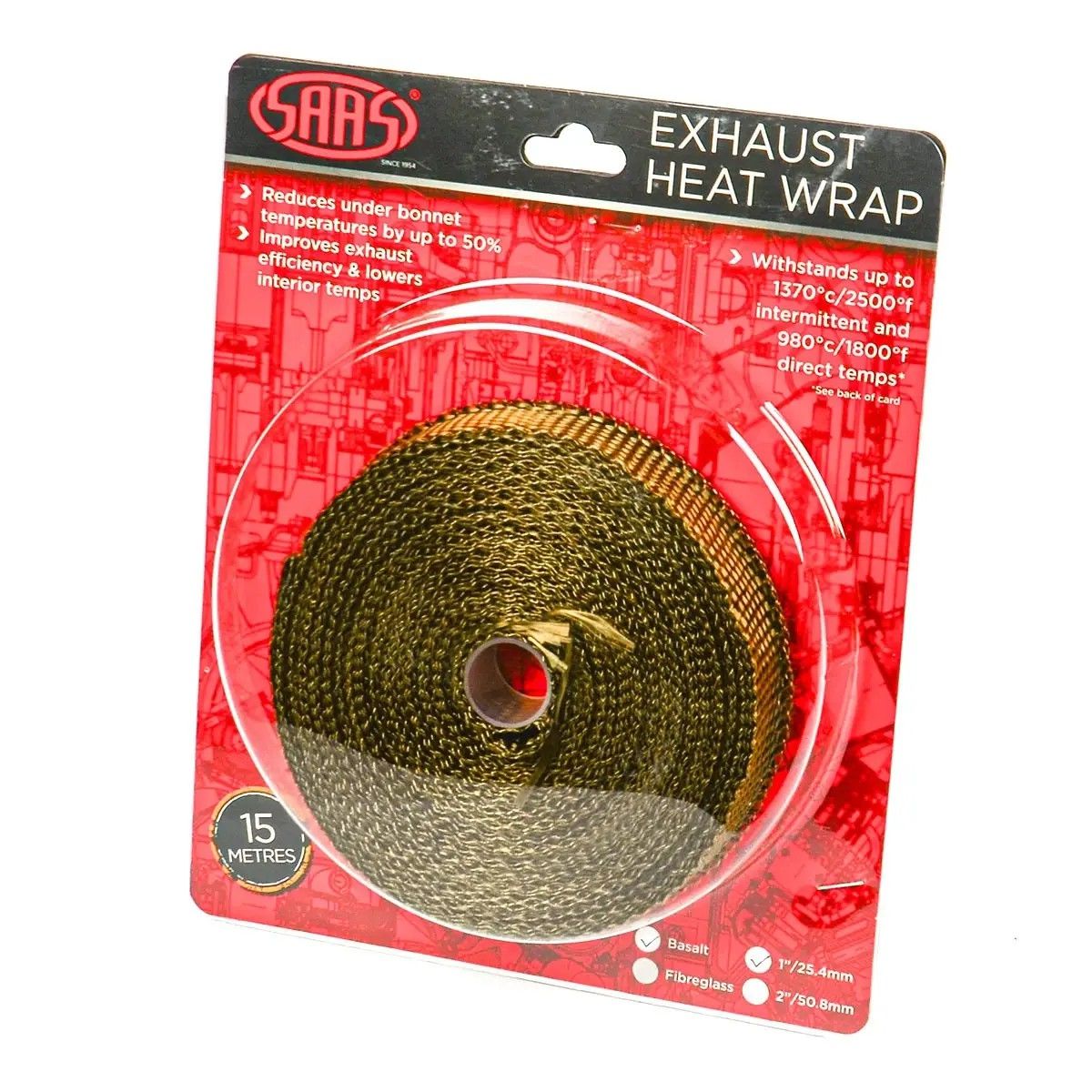 SAAS Exhaust Wrap Basalt Titan 25mm (1in) X 15m SHWT2515