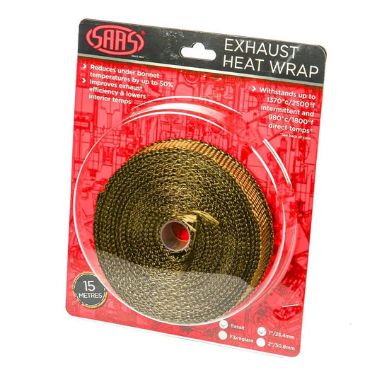 SAAS Exhaust Wrap Basalt Titan 25mm (1in) X 15m SHWT2515