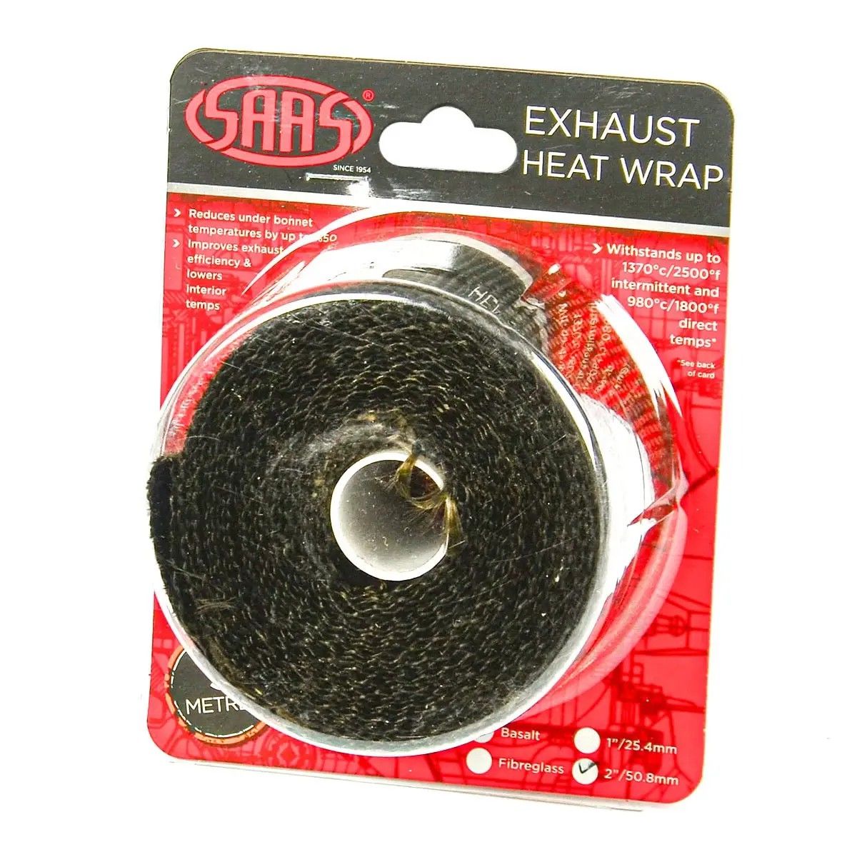 SAAS Exhaust Wrap Basalt Black 50mm (2in) X 5m SHWT5005B